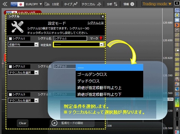 「LIONチャートPlus＋」の売買シグナル設定方法