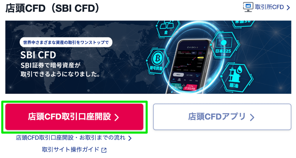 SBI証券「店頭CFD」口座開設のやり方