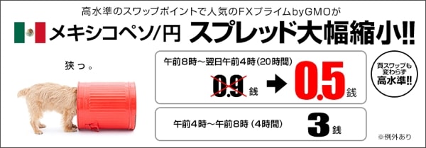 メキシコペソ円スプレッドを大幅縮小!
