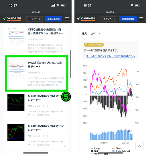 IMMポジション推移をスマホで表示する方法